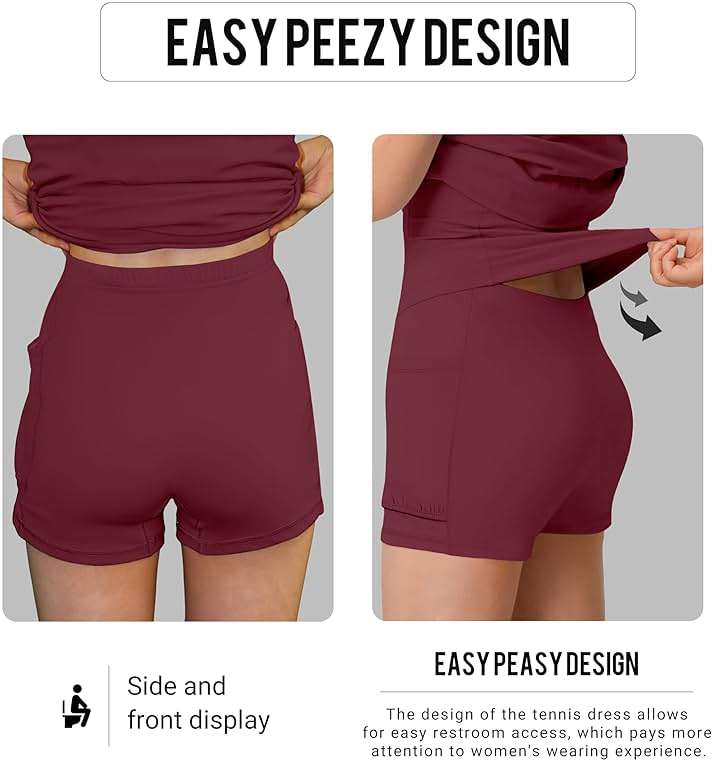 MIRITY Womens Activewear Tennis Dress - Built in Shorts with Pockets and Bra Golf Athletic Workout Dresses - Image 6