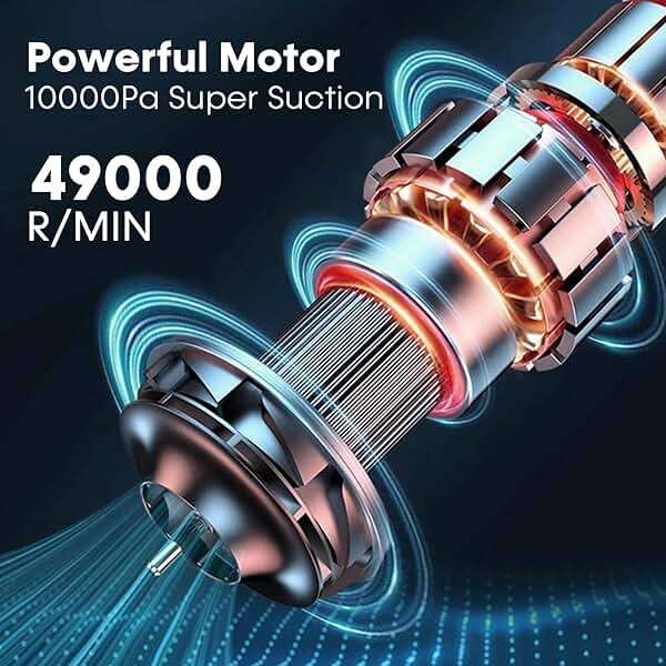 pemacom Portable Handheld Vacuum Cordless – 10,000Pa Suction Power, Lightweight 1.8 lbs, Washable HEPA Filter, LED Light, Quiet, 800ml Dustbin, Perfect for Home - Image 6