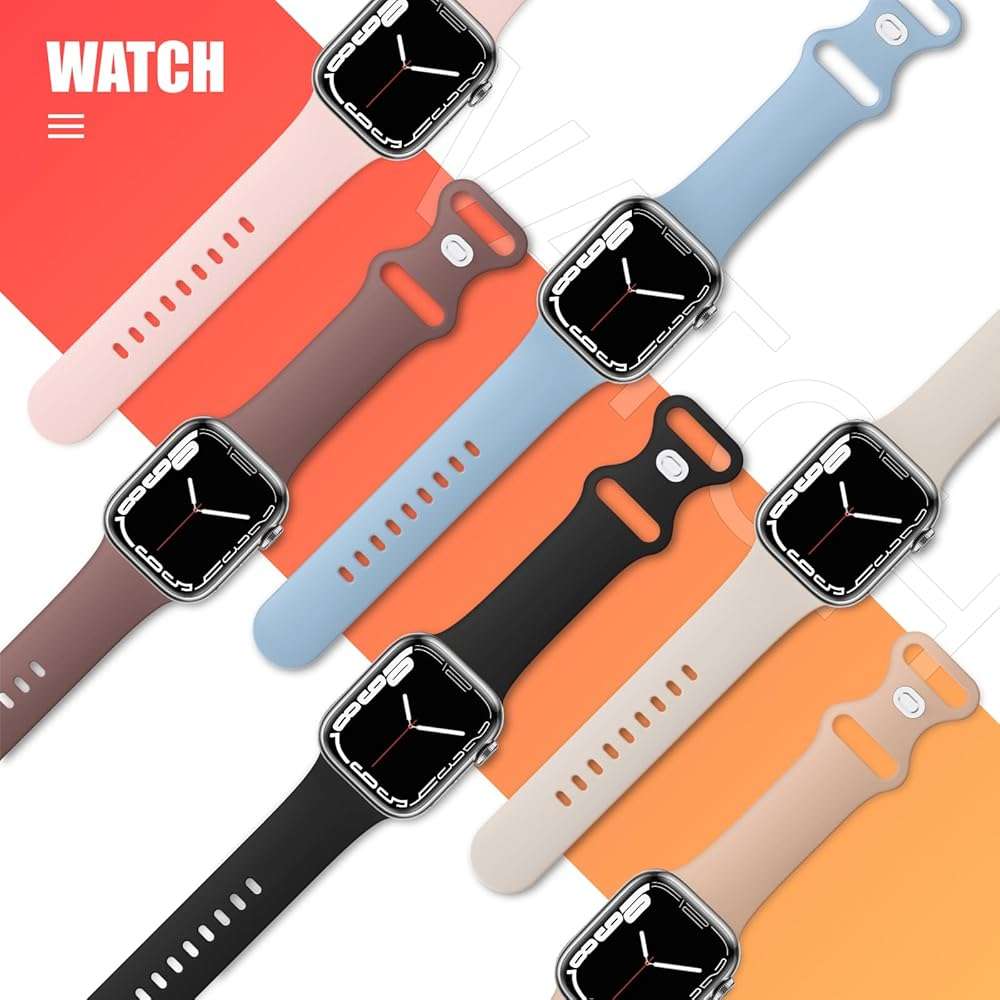 (6 Packs) Sport Bands Compatible with Apple Watch Band 38mm 40mm 41mm 42mm 44mm 45mm 46mm 49mm Silicone iWatch Band Ultra 3 2 1 SE Series 11 10 9 8 7 6 5 4 3 2 1 Women Men - Image 2