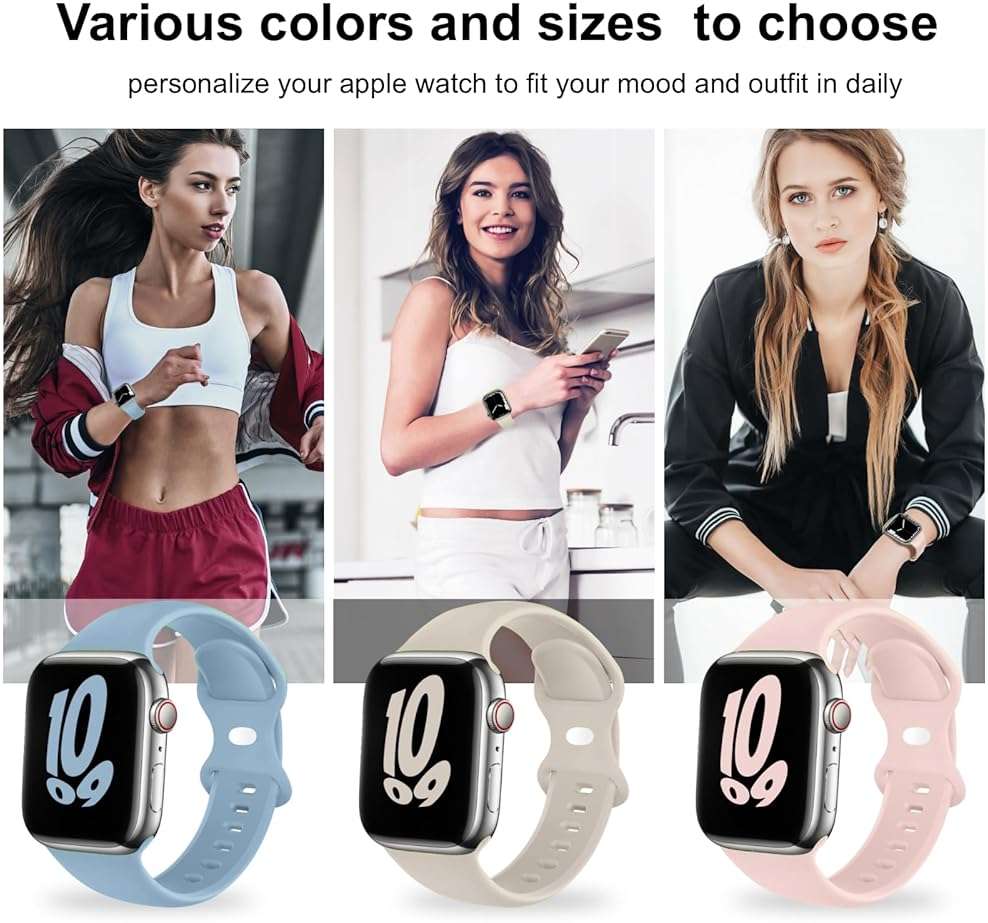 (6 Packs) Sport Bands Compatible with Apple Watch Band 38mm 40mm 41mm 42mm 44mm 45mm 46mm 49mm Silicone iWatch Band Ultra 3 2 1 SE Series 11 10 9 8 7 6 5 4 3 2 1 Women Men - Image 4