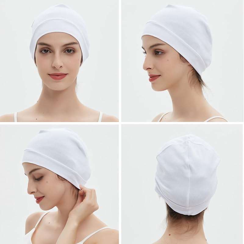 vidsel 100% Cotton Skull Caps for Men Women Breathable Night Cap Sleep Hats Soft Lightweight Running Beanie Helmet Liner - Image 4
