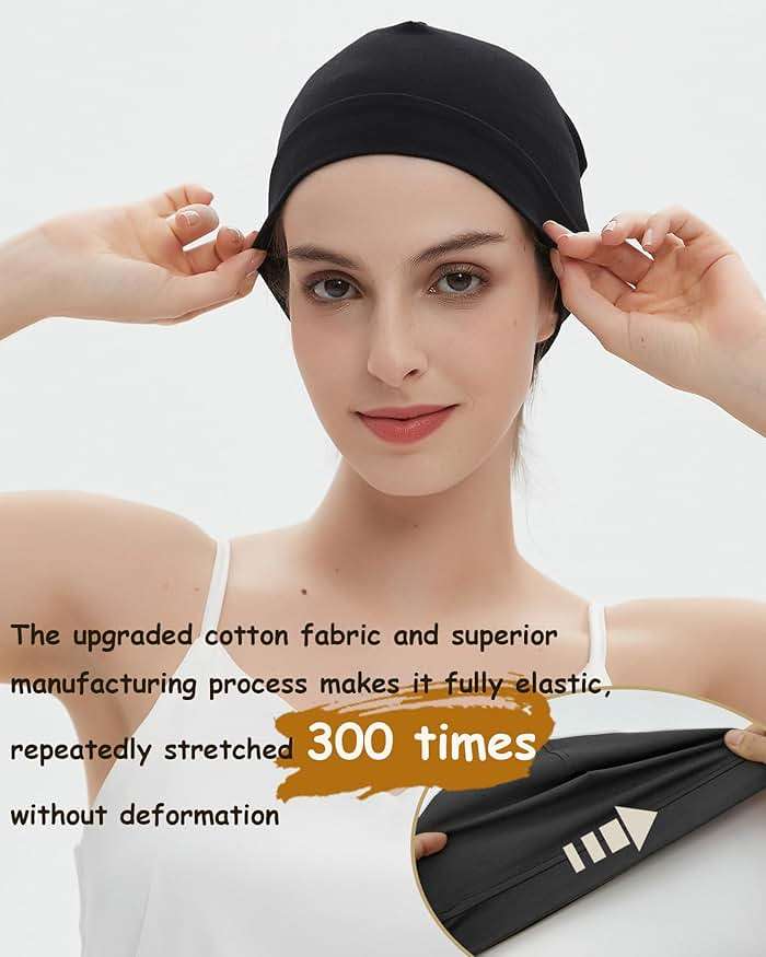 vidsel 100% Cotton Skull Caps for Men Women Breathable Night Cap Sleep Hats Soft Lightweight Running Beanie Helmet Liner - Image 7