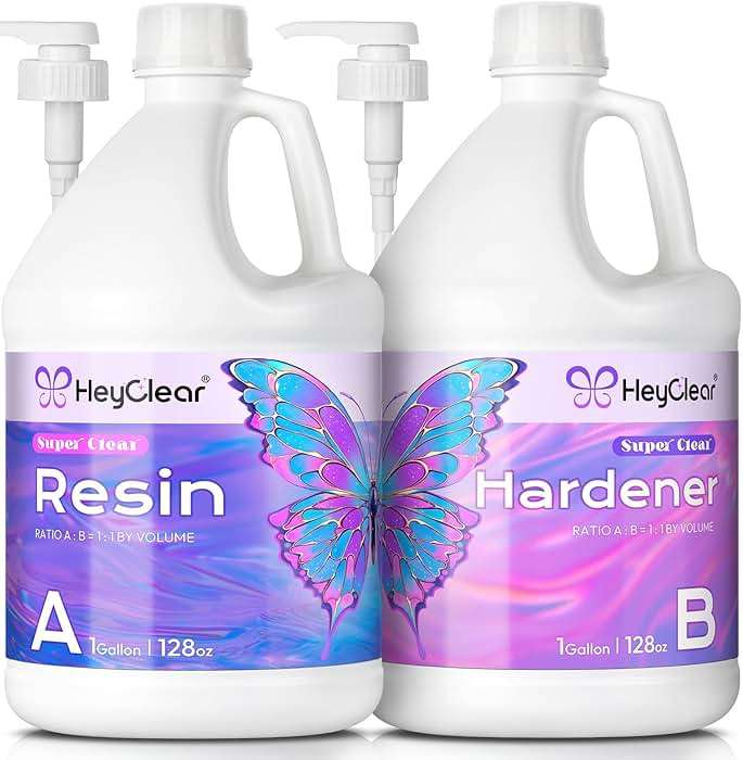 HeyClear 2 Gallon Epoxy Resin Kit with Pumps, Crystal Clear and Hard Upgraded 2 Part Resin and Hardener Resina Epoxica for Casting Coating, Countertop, Table top, Wood, Art DIY Handcraft Jewelry - Image 1