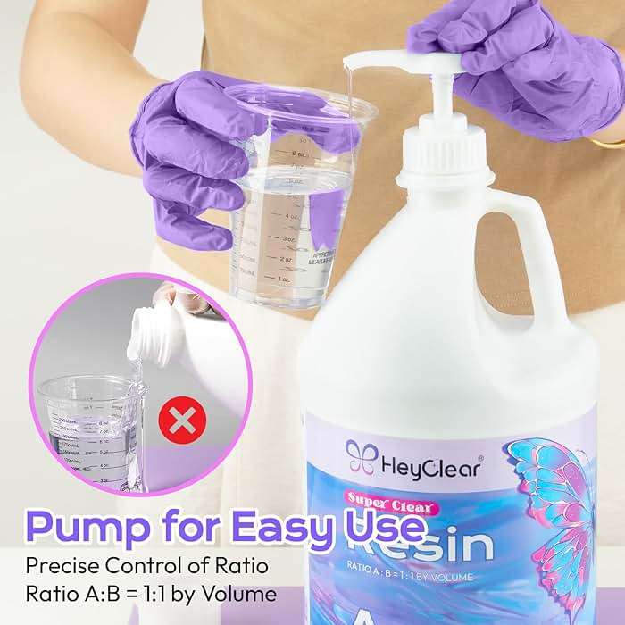 HeyClear 2 Gallon Epoxy Resin Kit with Pumps, Crystal Clear and Hard Upgraded 2 Part Resin and Hardener Resina Epoxica for Casting Coating, Countertop, Table top, Wood, Art DIY Handcraft Jewelry - Image 4