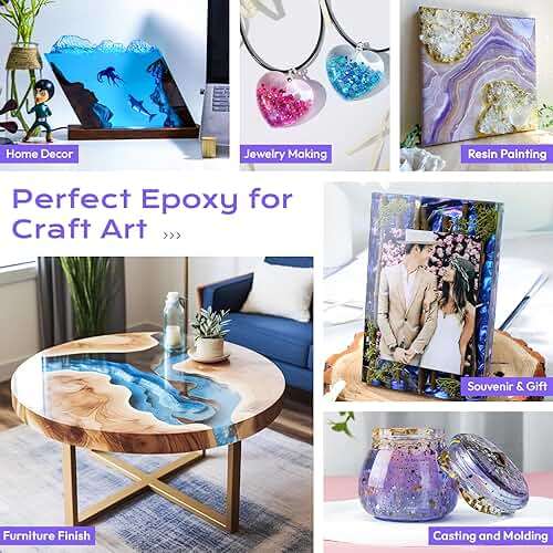 HeyClear 2 Gallon Epoxy Resin Kit with Pumps, Crystal Clear and Hard Upgraded 2 Part Resin and Hardener Resina Epoxica for Casting Coating, Countertop, Table top, Wood, Art DIY Handcraft Jewelry - Image 8