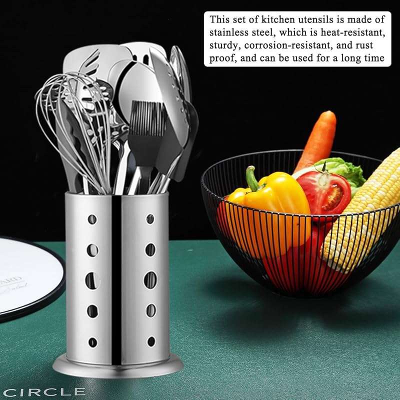 Stainless Steel Kitchen Utensils Set 40 Pieces, Cooking Utensil Set with Utensils Holder, Kitchen Gadgets Kitchen Essentials New Home, House, Appartment Must Have, Metal Spatula Set - Image 4