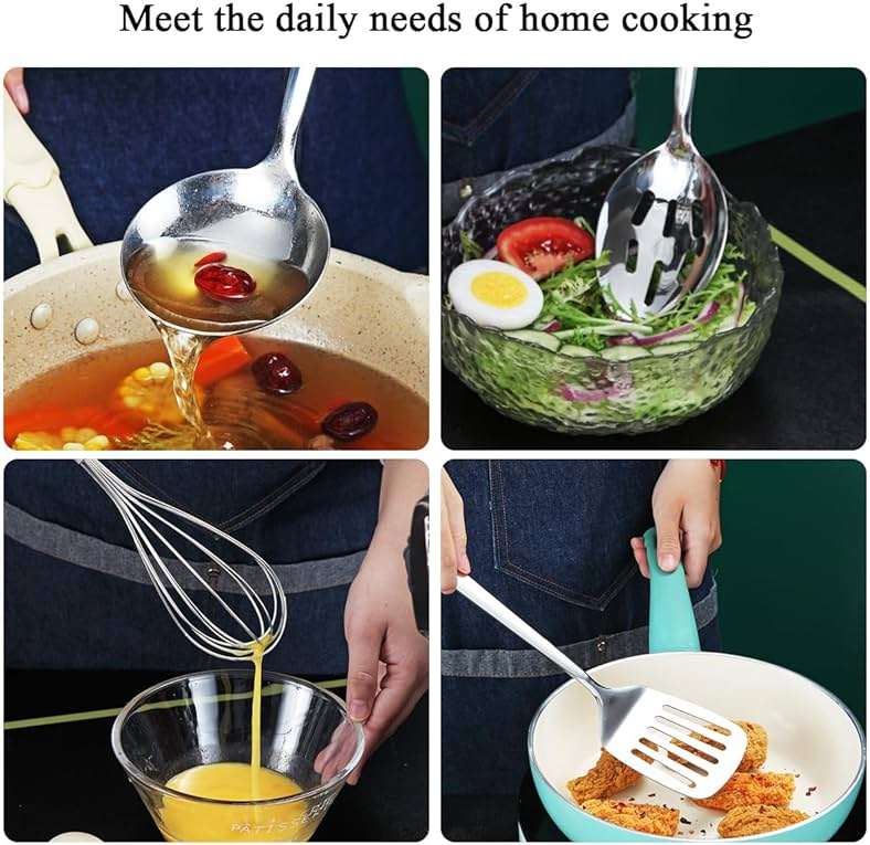 Stainless Steel Kitchen Utensils Set 40 Pieces, Cooking Utensil Set with Utensils Holder, Kitchen Gadgets Kitchen Essentials New Home, House, Appartment Must Have, Metal Spatula Set - Image 6