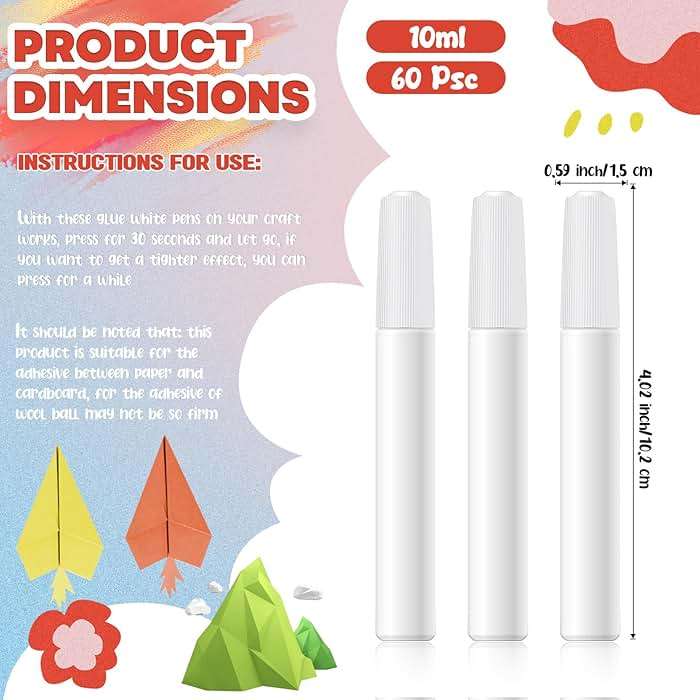 MotiMind 60 Pcs White Tacky Glue Pens Bulk for Crafts Quick Dry Mini Glue Pens for Crafting Mini Tacky Bottles Sticks for End of Year Gifts from Teacher DIY Arts and Crafts Projects (White) - Image 2
