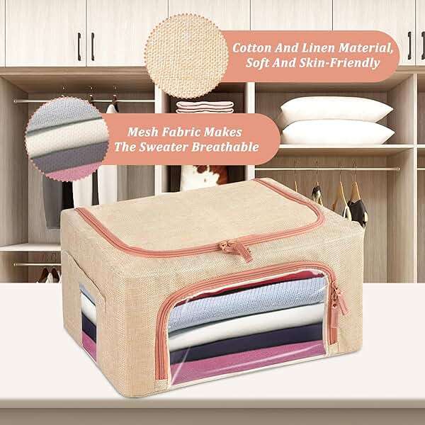 2 Pack 24L Cashmere Sweater Storage Bag with Natural Cedar Ball,Breathable & Washable Cotton Bag,Cashmere Protection Pouch Wool Cotton Sweater Storage Bag for Woolen Cashmere Sweaters,Merino Wool - Image 4