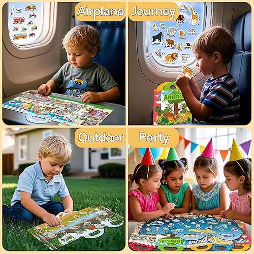 iGetooy 6 Sets Reusable Sticker Book for Toddlers 1-3, Jelly Sticker Books for Toddlers 2-4 Years, Toddler Travel Toys for Kids 2 3 4 Year Old Girls Boys - Image 4