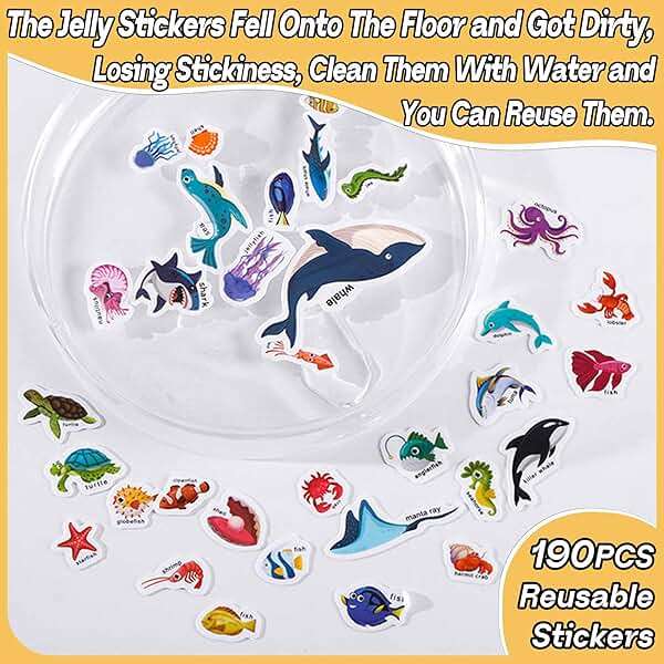 iGetooy 6 Sets Reusable Sticker Book for Toddlers 1-3, Jelly Sticker Books for Toddlers 2-4 Years, Toddler Travel Toys for Kids 2 3 4 Year Old Girls Boys - Image 8