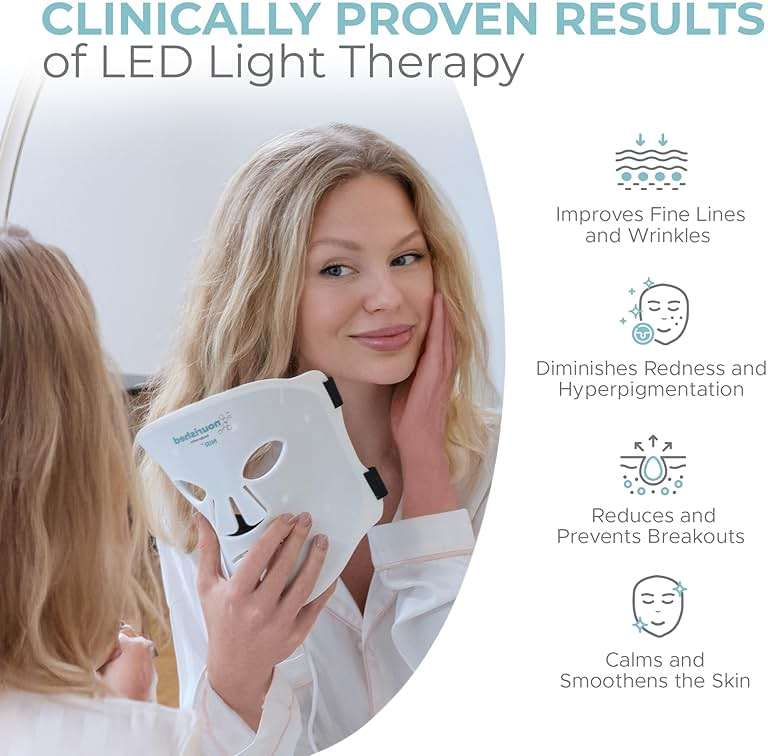 Nourished Bodynskin LED Face and Neck Mask with Near-Infrared - Blue, Red Light Therapy for Face - 228 LEDs - Skincare Tool for Wrinkles, Anti-Aging - Image 7