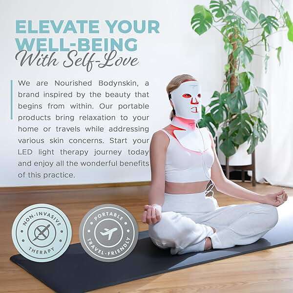Nourished Bodynskin LED Face and Neck Mask with Near-Infrared - Blue, Red Light Therapy for Face - 228 LEDs - Skincare Tool for Wrinkles, Anti-Aging - Image 9