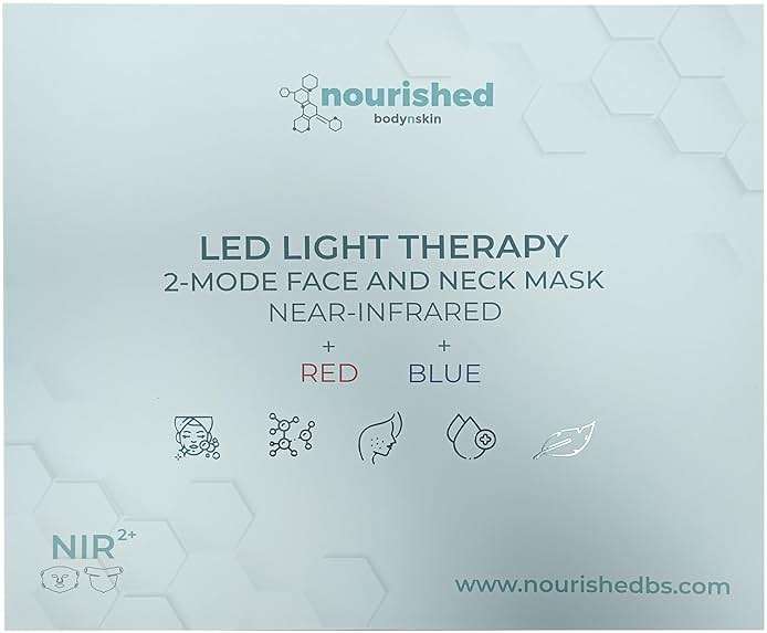 Nourished Bodynskin LED Face and Neck Mask with Near-Infrared - Blue, Red Light Therapy for Face - 228 LEDs - Skincare Tool for Wrinkles, Anti-Aging - Image 10