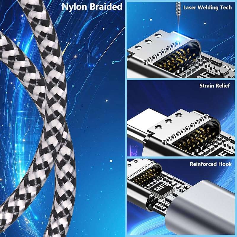 [Apple MFi Certified] iPhone 17 Charger Cable, Linocell 5Pack USB A to Type C 60W Fast Charging Cord USB Type C Braided Cable for iPhone 17/17 Air/17 Pro/17 Pro Max/16 Pro/15/Galaxy S26/S25/Pixel/iPad - Image 9
