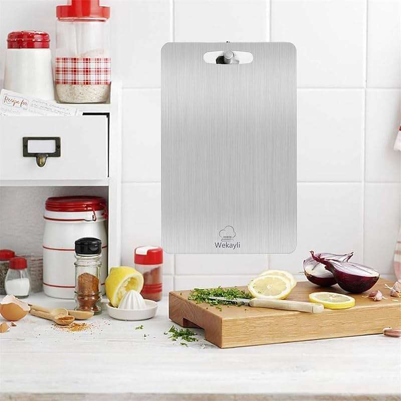 Wekayli 304 Stainless Steel Cutting Board, Non Toxic Cutting Boards for Kitchen, Dishwasher Safe and Knife Friendly Chopping Board for Meat Vegetable Fruit(15"x 11",13"x 9",10"x 6") - Image 2