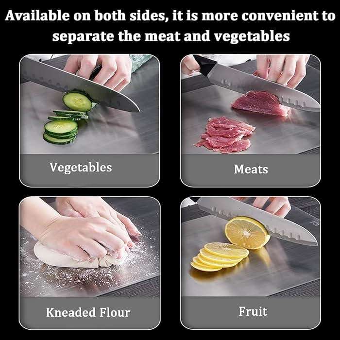 Wekayli 304 Stainless Steel Cutting Board, Non Toxic Cutting Boards for Kitchen, Dishwasher Safe and Knife Friendly Chopping Board for Meat Vegetable Fruit(15"x 11",13"x 9",10"x 6") - Image 4
