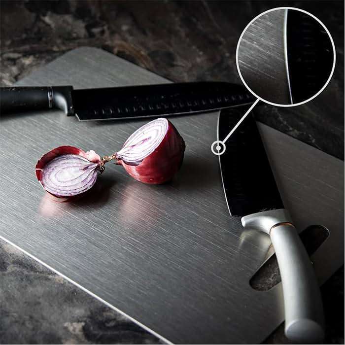Wekayli 304 Stainless Steel Cutting Board, Non Toxic Cutting Boards for Kitchen, Dishwasher Safe and Knife Friendly Chopping Board for Meat Vegetable Fruit(15"x 11",13"x 9",10"x 6") - Image 7