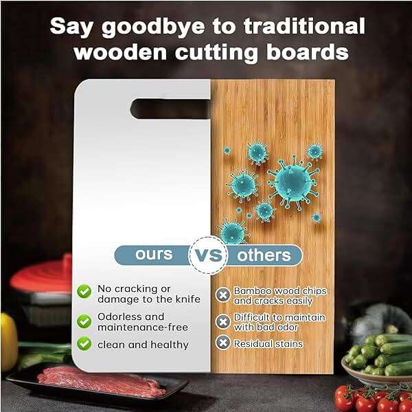 Wekayli 304 Stainless Steel Cutting Board, Non Toxic Cutting Boards for Kitchen, Dishwasher Safe and Knife Friendly Chopping Board for Meat Vegetable Fruit(15"x 11",13"x 9",10"x 6") - Image 8