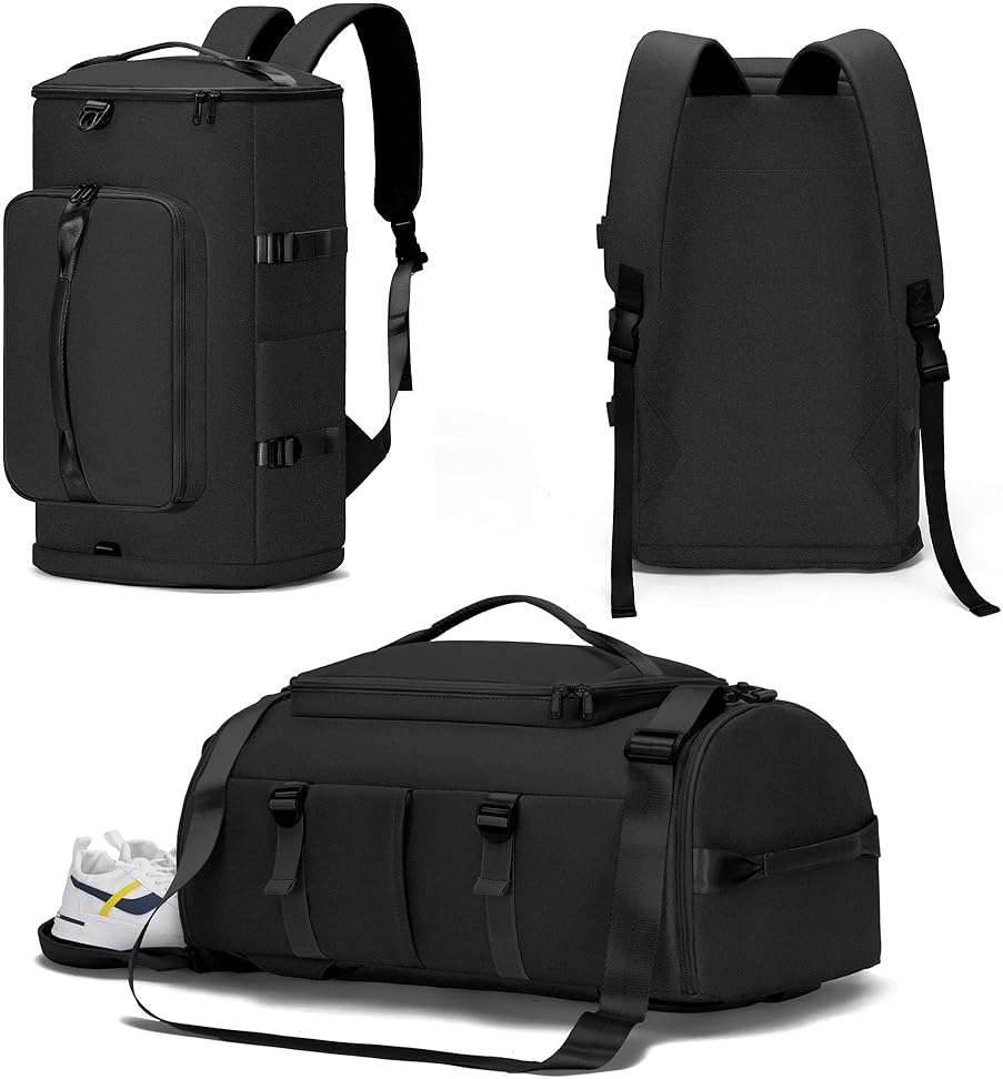 MIYCOO Gym Bag for Men Women with Shoes Compartment - Duffle Bag, Travel Backpack, Sports Backpack, Weekender Overnight Bag with Wet Pocket - Black - Image 1