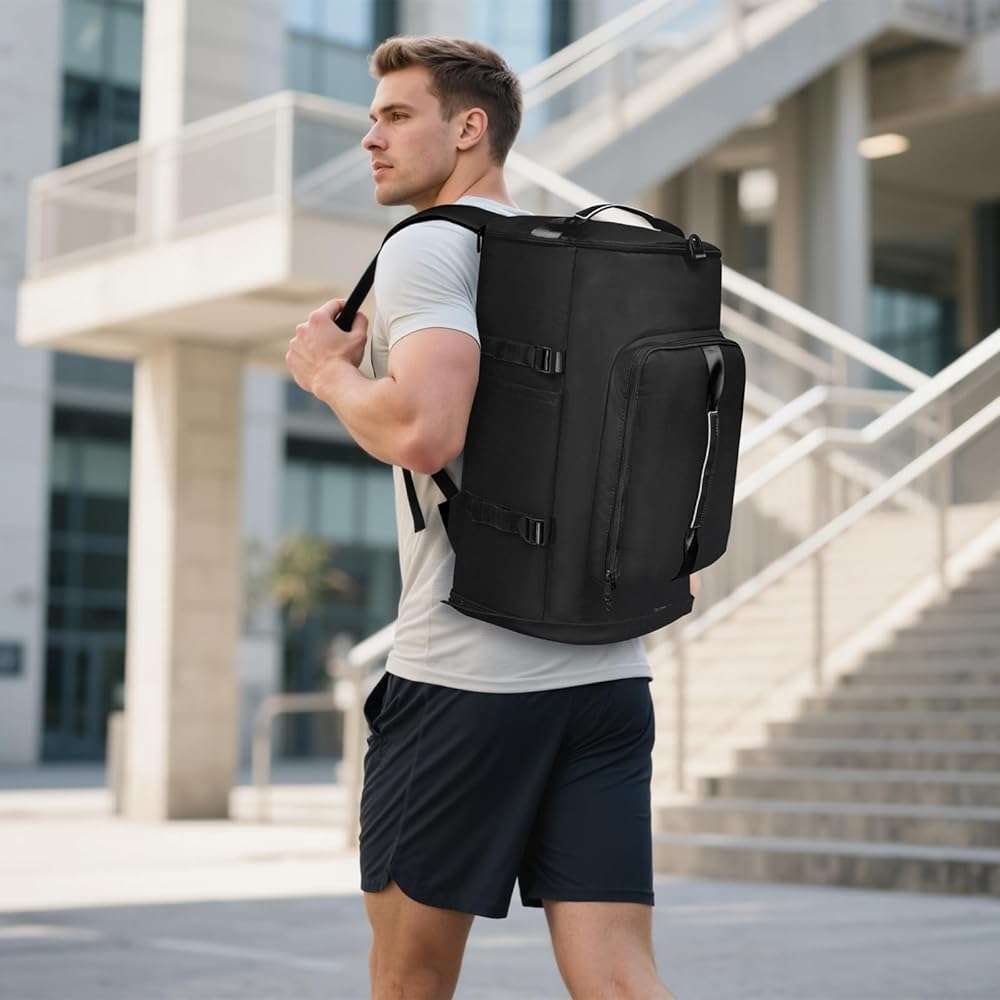 MIYCOO Gym Bag for Men Women with Shoes Compartment - Duffle Bag, Travel Backpack, Sports Backpack, Weekender Overnight Bag with Wet Pocket - Black - Image 2