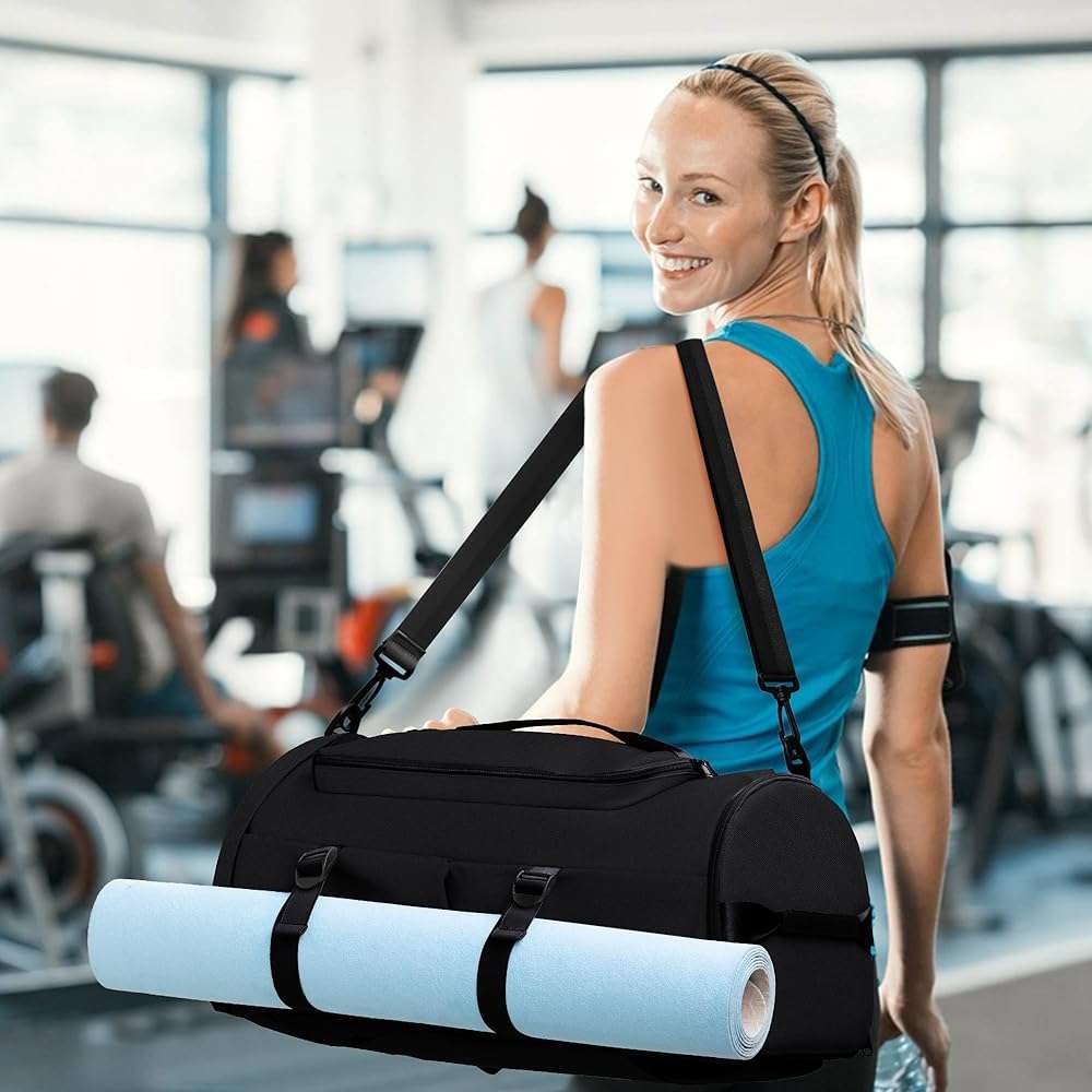 MIYCOO Gym Bag for Men Women with Shoes Compartment - Duffle Bag, Travel Backpack, Sports Backpack, Weekender Overnight Bag with Wet Pocket - Black - Image 6