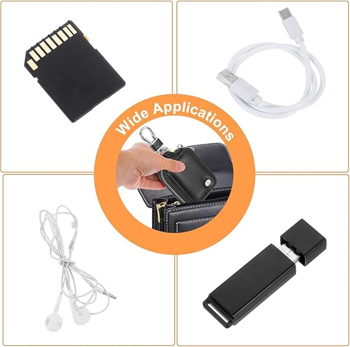 CCSmall Earbud Cases, Headphone Storage Case for AirPods Pro 3/4/1/2/3/Pro 2, PU Leather Zipper Carrying Case Small Bag Pouch Travel Organizer for Wireless Wired Earphones & USB Cable Black - Image 2