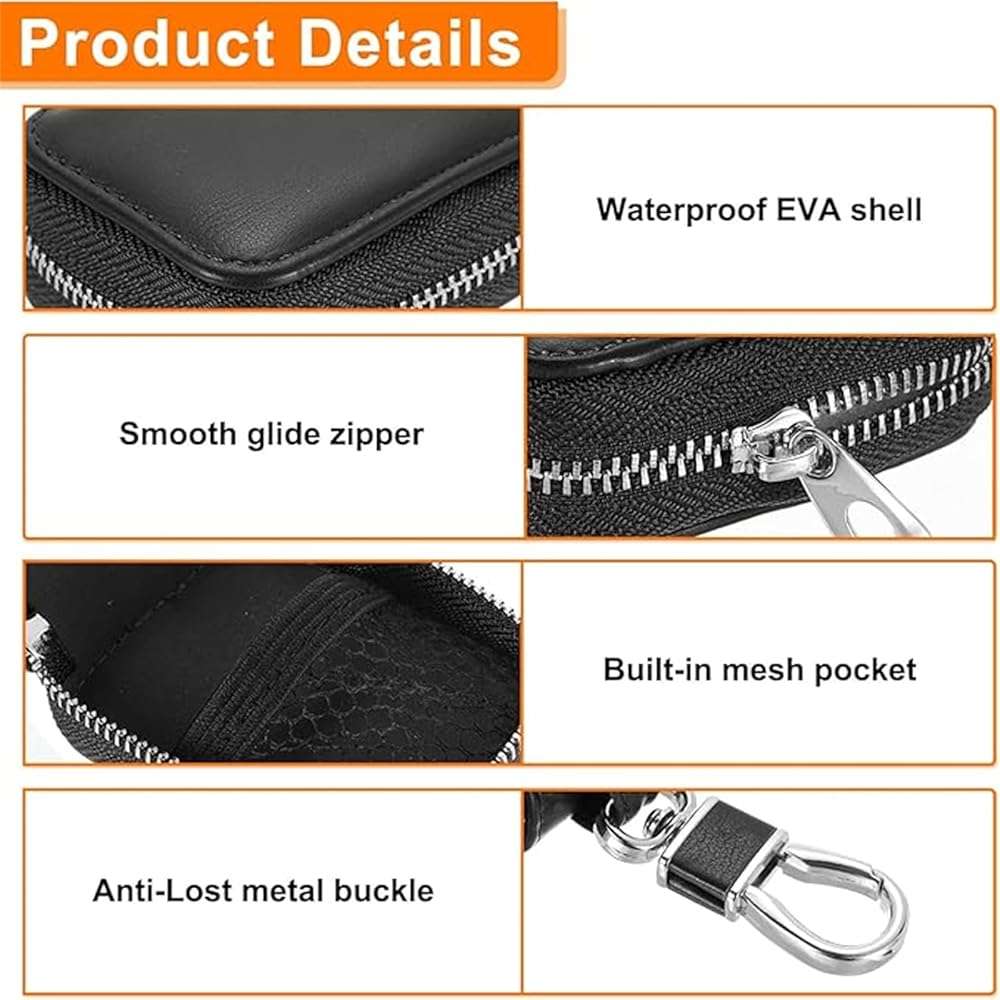 CCSmall Earbud Cases, Headphone Storage Case for AirPods Pro 3/4/1/2/3/Pro 2, PU Leather Zipper Carrying Case Small Bag Pouch Travel Organizer for Wireless Wired Earphones & USB Cable Black - Image 3