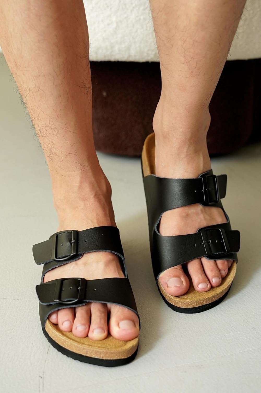 Project Cloud Mens Sandals 100% Genuine Leather - Memory Foam Insole & Cork Footbed Slides for Men Footwear - Non-Slip Summer Sandals for Men & Lightweight Mens Slides (Heritage) - Image 2