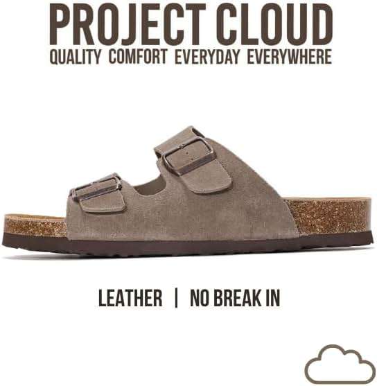 Project Cloud Mens Sandals 100% Genuine Leather - Memory Foam Insole & Cork Footbed Slides for Men Footwear - Non-Slip Summer Sandals for Men & Lightweight Mens Slides (Heritage) - Image 5