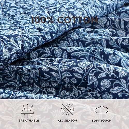 Laura Ashley - Quilt Set, Super Soft Fabric Bedding with Matching Sham, Toile-Inspired Print, Floral Home Essentials (Elaina Blue, Twin) - Image 5