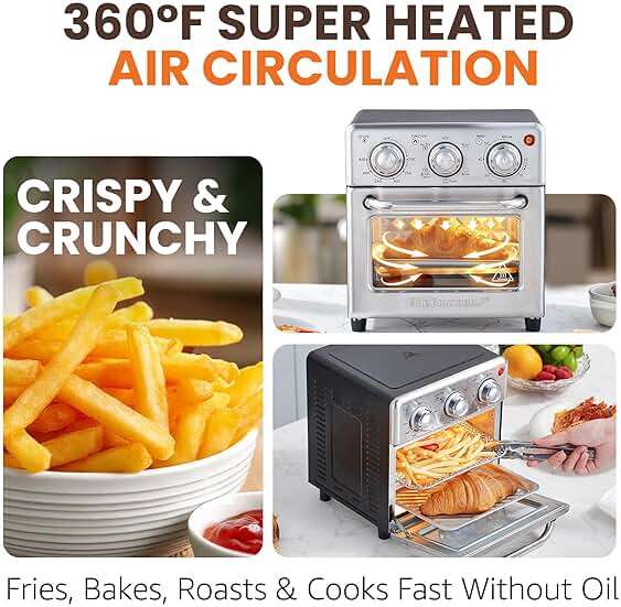 Elite Gourmet Compact 8.5Qt Air Fryer Oven – Mini Countertop Air Fryer with Adjustable Time & Temperature Controls, 800W, Includes Air Fry Basket, Bake Pan & Recipes, Stainless Steel - Image 4