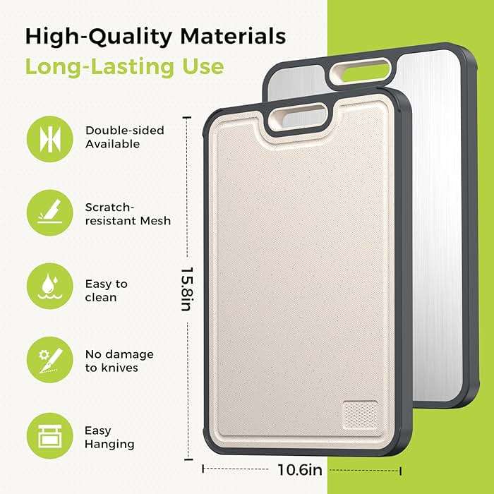 Titanium Cutting Board for Kitchen, Cutting Board Double Sided Food Grade, Pure Titanium/PP, Easy to Clean Large Size 15”×10.3” - Image 2