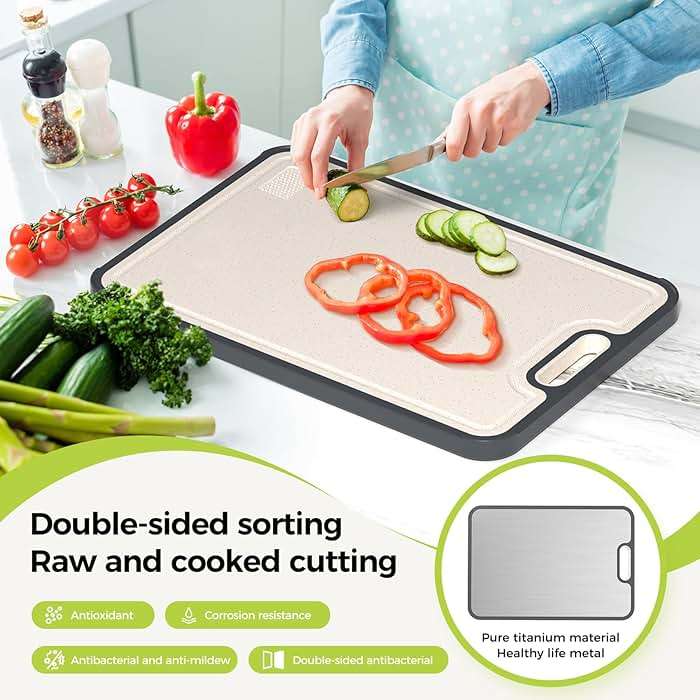 Titanium Cutting Board for Kitchen, Cutting Board Double Sided Food Grade, Pure Titanium/PP, Easy to Clean Large Size 15”×10.3” - Image 3