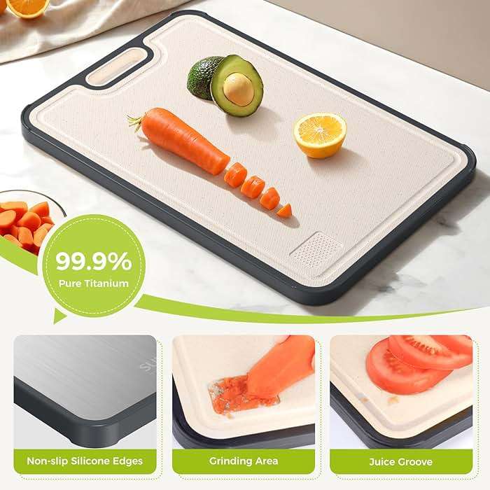 Titanium Cutting Board for Kitchen, Cutting Board Double Sided Food Grade, Pure Titanium/PP, Easy to Clean Large Size 15”×10.3” - Image 6