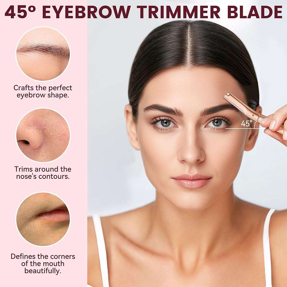 Eyebrow Razor-Face Razors for Women-Dermaplaning Tool for Face Exfoliation & Peach Fuzz with 12 Refill Blades-Facial Dermaplane Razors Shaver-Rose Gold - Image 2