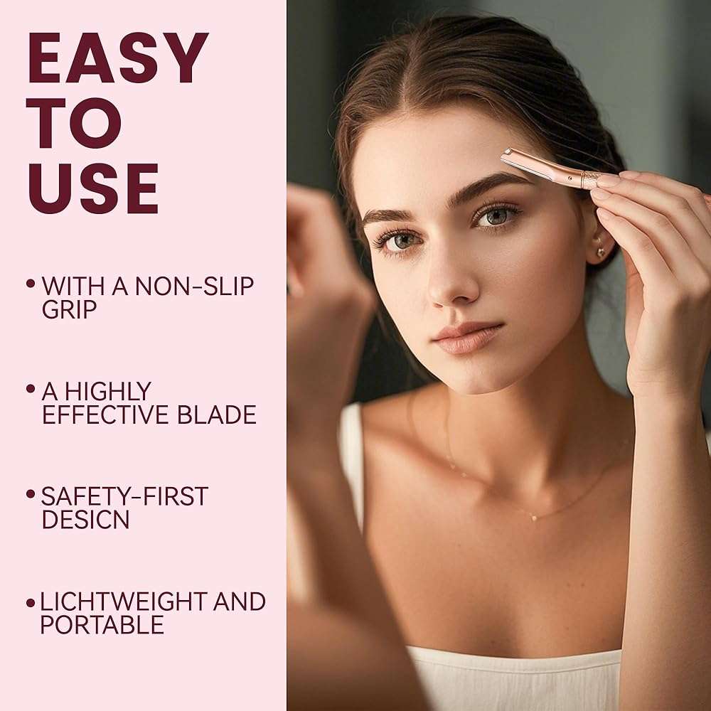 Eyebrow Razor-Face Razors for Women-Dermaplaning Tool for Face Exfoliation & Peach Fuzz with 12 Refill Blades-Facial Dermaplane Razors Shaver-Rose Gold - Image 7