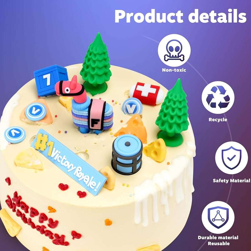 Video Game Cake Toppers - 11 Piece Set for Themed Birthdays - Enhanced Party Decorations - Image 5