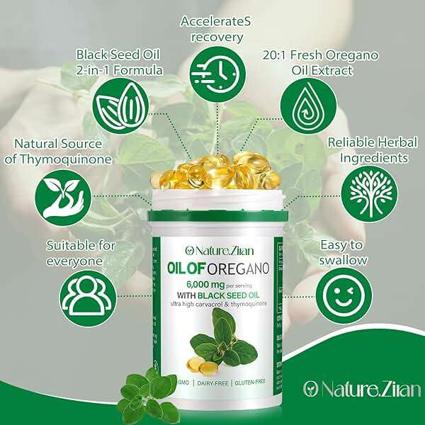 O NATURE . ZIRAN Oil of Oregano Softgel - Organic Oil of Oregano with Black Seed - 2 in 1, 120 Count - Image 3