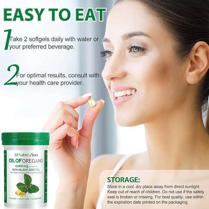 O NATURE . ZIRAN Oil of Oregano Softgel - Organic Oil of Oregano with Black Seed - 2 in 1, 120 Count - Image 4