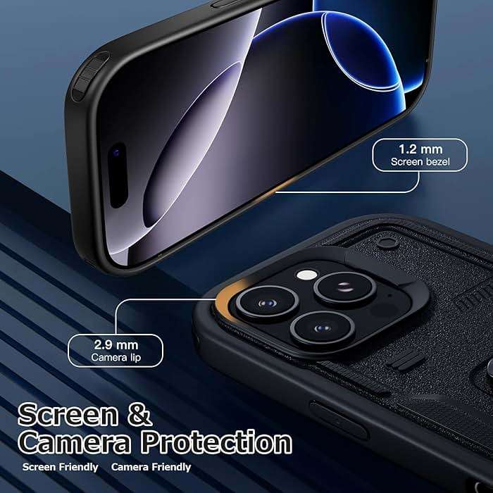 DIFAYA for iPhone 16 Pro Case with Rotatable Ring Stand, Support Magnetic Car Mount, Military Grade Shockproof Phone Cover with Kickstand for iPhone 16 Pro 6.3", Black - Image 5