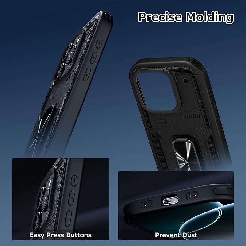 DIFAYA for iPhone 16 Pro Case with Rotatable Ring Stand, Support Magnetic Car Mount, Military Grade Shockproof Phone Cover with Kickstand for iPhone 16 Pro 6.3", Black - Image 7