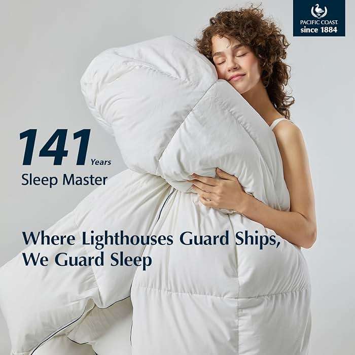 Pacific Coast Goose Feather Down Fiber Comforters Queen Size, Extra Fluffy White Duvet Insert, Ultra-Soft, Breathable, All Season Hotel Luxury Bedding Comforters, 8 Corner & Center Loops (90"x90") - Image 2