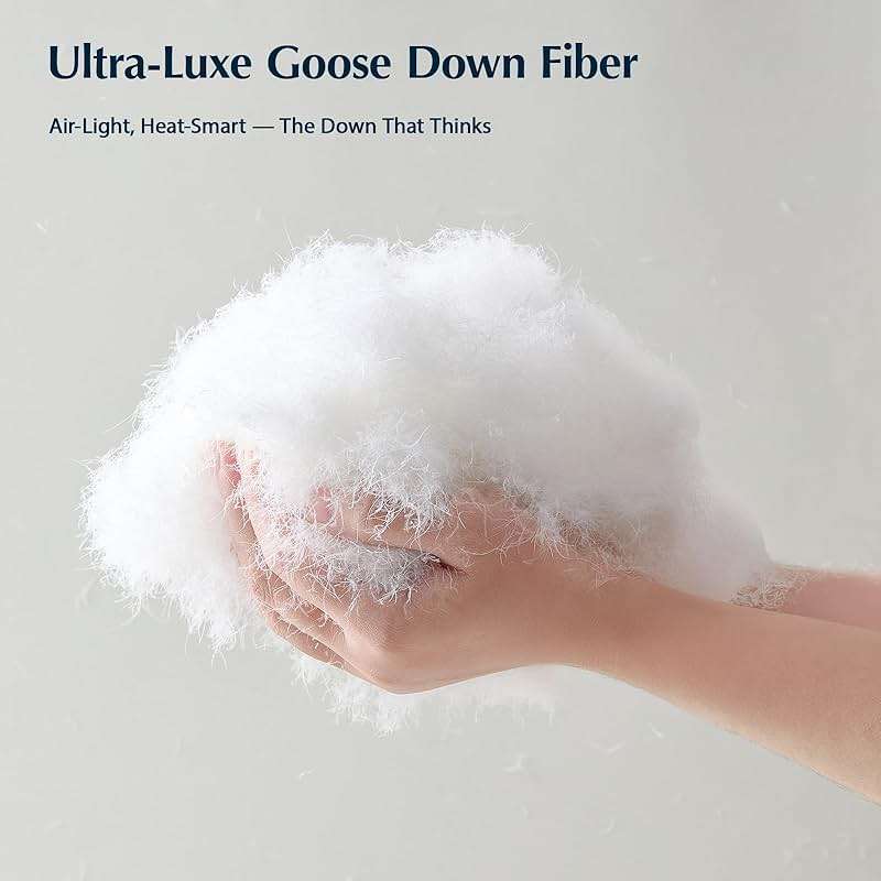 Pacific Coast Goose Feather Down Fiber Comforters Queen Size, Extra Fluffy White Duvet Insert, Ultra-Soft, Breathable, All Season Hotel Luxury Bedding Comforters, 8 Corner & Center Loops (90"x90") - Image 3
