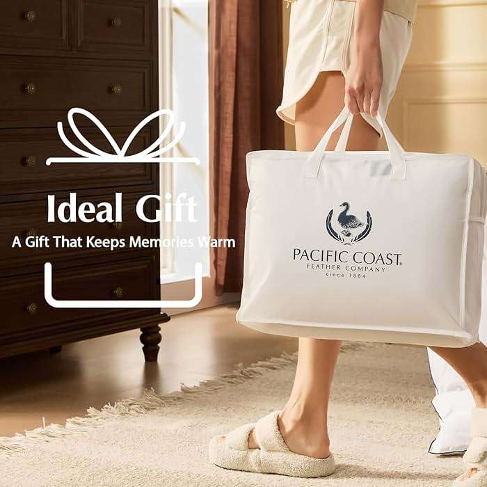 Pacific Coast Goose Feather Down Fiber Comforters Queen Size, Extra Fluffy White Duvet Insert, Ultra-Soft, Breathable, All Season Hotel Luxury Bedding Comforters, 8 Corner & Center Loops (90"x90") - Image 6