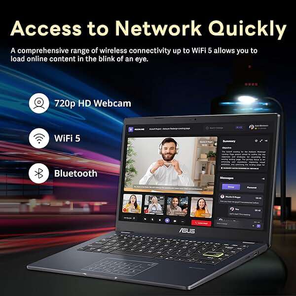 ASUS 14" FHD Laptop, Intel Pentium N6000 Processor, 4GB RAM, 224GB Storage(64GB eMMC+160GB Docking Station Set), Intel UHD Graphics, Webcam, Bluetooth, Win 11, Star Black - Image 5