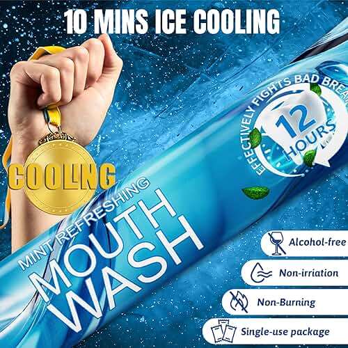 Travel Size Mouthwash Packets - Mini Mint Mouthwash for Adults, Alcohol & Fluoride Free, TSA Friendly Travel Toiletries, Individually Wrapped, Fresh Breath for Travel, Office, On the Go, 30 Pack - Image 3