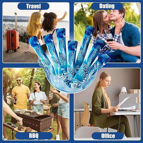 Travel Size Mouthwash Packets - Mini Mint Mouthwash for Adults, Alcohol & Fluoride Free, TSA Friendly Travel Toiletries, Individually Wrapped, Fresh Breath for Travel, Office, On the Go, 30 Pack - Image 8