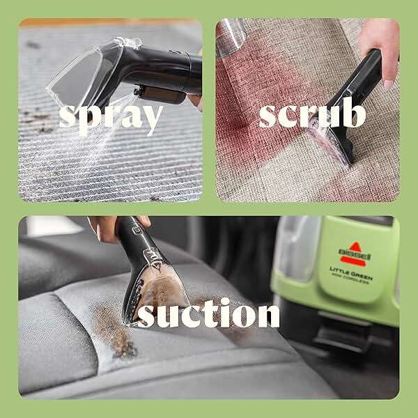 BISSELL Little Green Mini Cordless Portable Carpet and Upholstery Deep Cleaner, Car/Auto Detailer, with HydroRinse Self-Cleaning Tool and 4" Tough Stain Tool, 4015 - Image 4