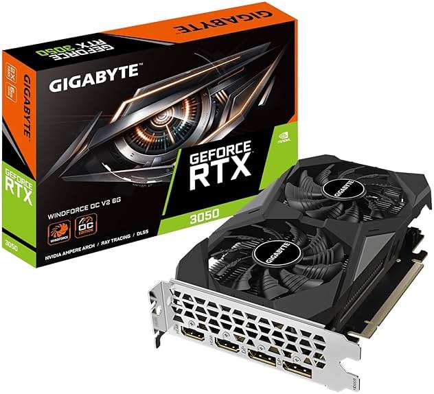 GIGABYTE GeForce RTX 3050 WINDFORCE OC V2 6G Graphics Card, 2X WINDFORCE Fans, 6GB GDDR6 96-bit GDDR6, GV-N3050WF2OCV2-6GD Graphics Card - Image 1